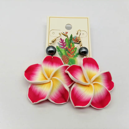 New in Earrings Hawaiian Coconut Girl Aesthetic Earring Soft Polymer Clay Plumeria Woman Earrings Jewelry for Women