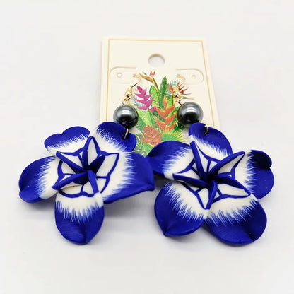 New in Earrings Hawaiian Coconut Girl Aesthetic Earring Soft Polymer Clay Plumeria Woman Earrings Jewelry for Women