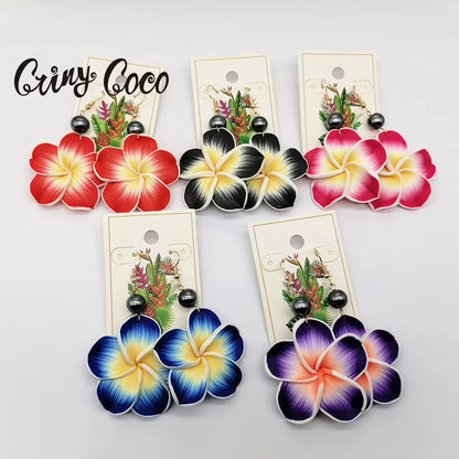 New in Earrings Hawaiian Coconut Girl Aesthetic Earring Soft Polymer Clay Plumeria Woman Earrings Jewelry for Women