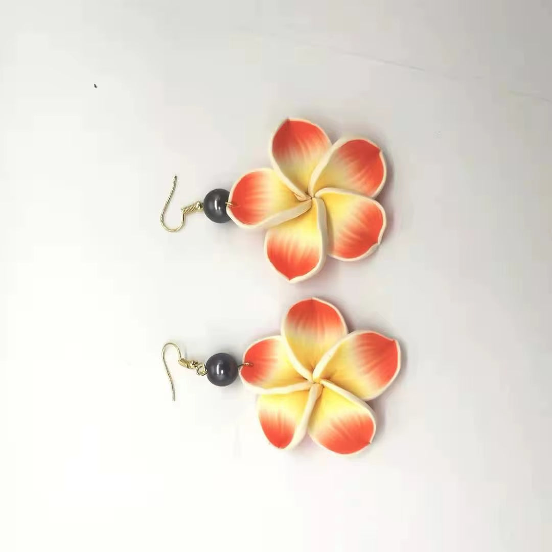 New in Earrings Hawaiian Coconut Girl Aesthetic Earring Soft Polymer Clay Plumeria Woman Earrings Jewelry for Women