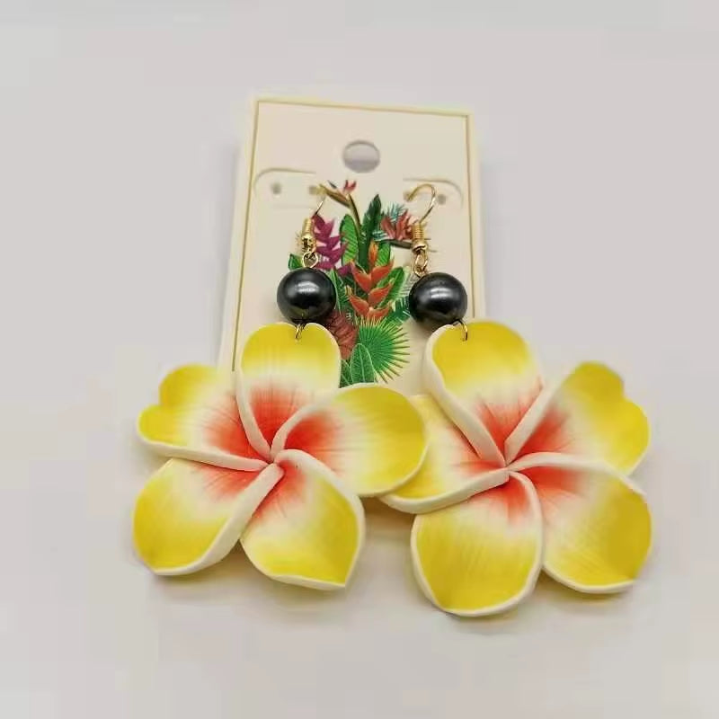 New in Earrings Hawaiian Coconut Girl Aesthetic Earring Soft Polymer Clay Plumeria Woman Earrings Jewelry for Women