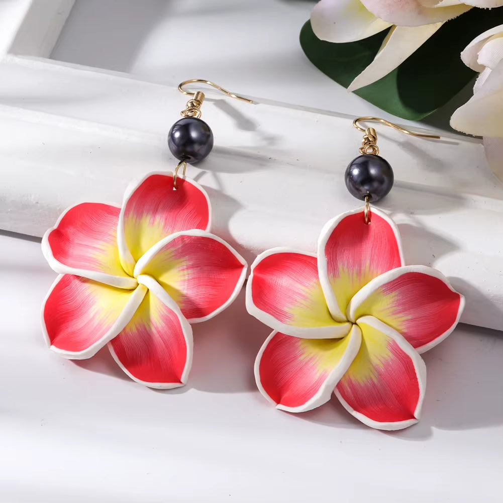 New in Earrings Hawaiian Coconut Girl Aesthetic Earring Soft Polymer Clay Plumeria Woman Earrings Jewelry for Women